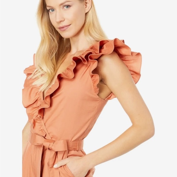 BCBGMAXAZRIA Women’s Peach Ruffle Romper Size XXS - Picture 2 of 14